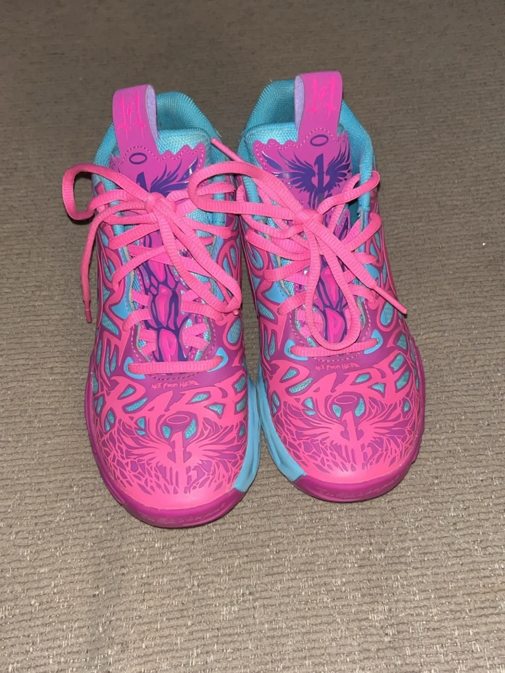 Puma Kids Pink and Blue Graphic Lace-Up Sneakers
